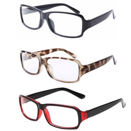 FancyG Vintage Inspired Classic Retro Style Rectangle Shape Glasses Frame Clear Lens Eyewear 3 Pieces Color Set24