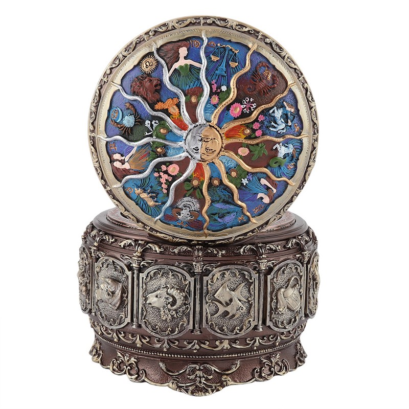 Vintage Music Box with 12 Constellations Rotating Goddess Twinkling LED