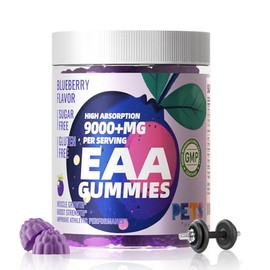 Pets Purest EAA Gummies 120 Gummies (Blueberry),Essential Amino Acids - All 9 Essential Aminos (EAA) and All Branched-Chain Aminos (BCAAs), Non-GMO, Gluten Free, Vegetarian Friendly