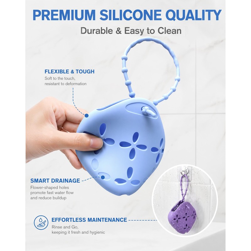 2 Pcs Silicone Shower Steamer Tray, Soap Dish Holder with