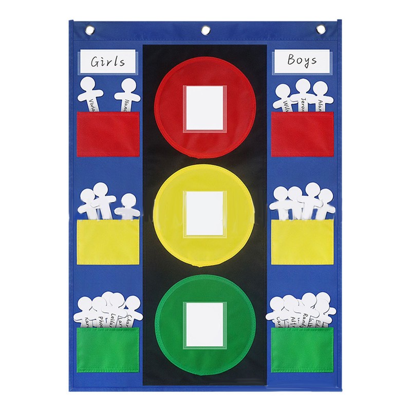 Stoplight Learning Pocket Chart Dry Erase Cards Pen Behavioral Management
