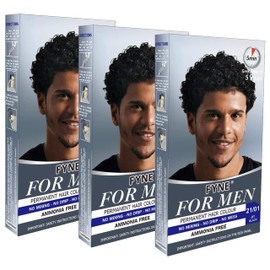 FYNE - Jet Black Permanent Hair Colour | Pack of 3 | Grey Hair Colouring for Men with Comb Applicator Included | Natural-Look Hair Dye | No Mixing Ready to Apply | Ammonia and Cruelty-Free
