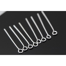 500 alfileres de ojo plateado de 30 mm (alambre de 0.7 mm/0.028 pulgadas/calibre 21) para fabricación de joyas CF157-30
