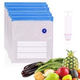 Cloudslucky Sous Vide Food Fresh Save Bags10"X11"20Pcs,Reusable Vacuum BPA Free Sealer Storage Bags with Hand Pump,Zip Lock for Cooking Micowave Steam Heating,Dishwasher Safe