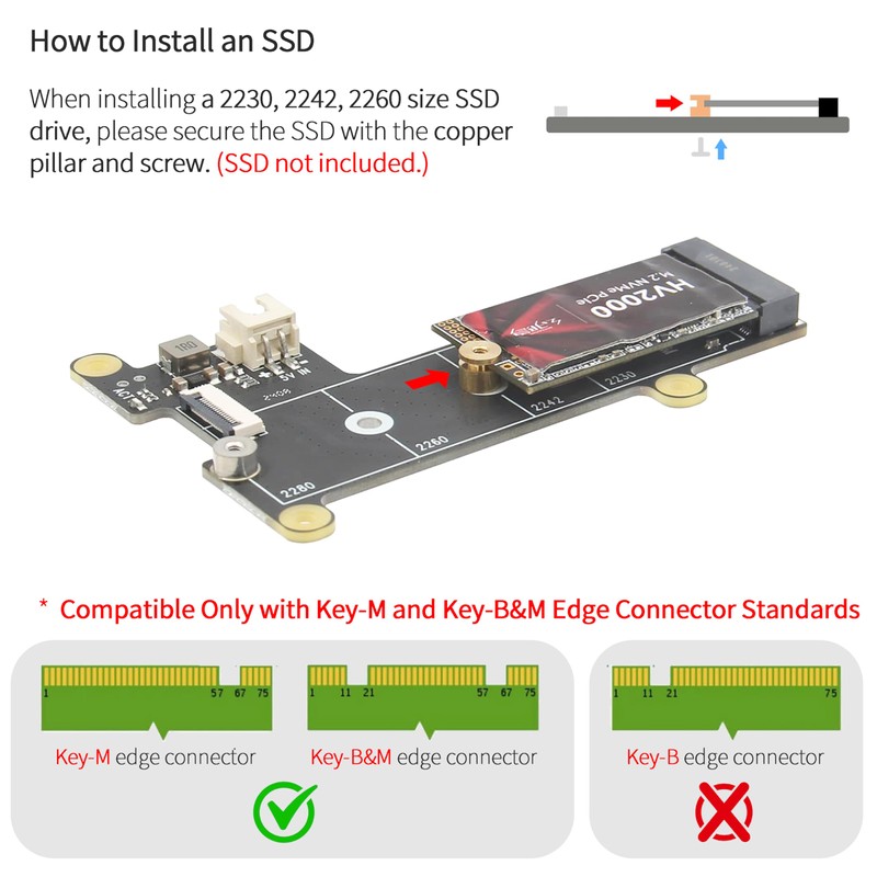 Electro Cookie PCIe to M.2 NVMe SSD HAT Board for