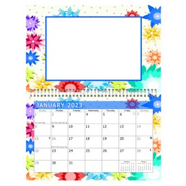 2023 Photo Frame Wall Spiral-bound Calendar (Add Your Own Photos) - 12 Months Desktop/Wall Calendar/Planner - (Geometrics Edition #001)