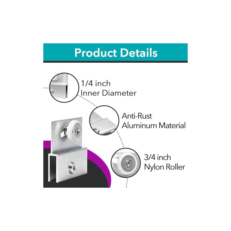 4 Pcs M 6054 Top Bracket Roller Assembly for Frameless