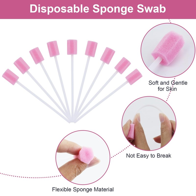 Disposable Oral Care Sponge, Pack of 100 Portable Mouth Sponge,