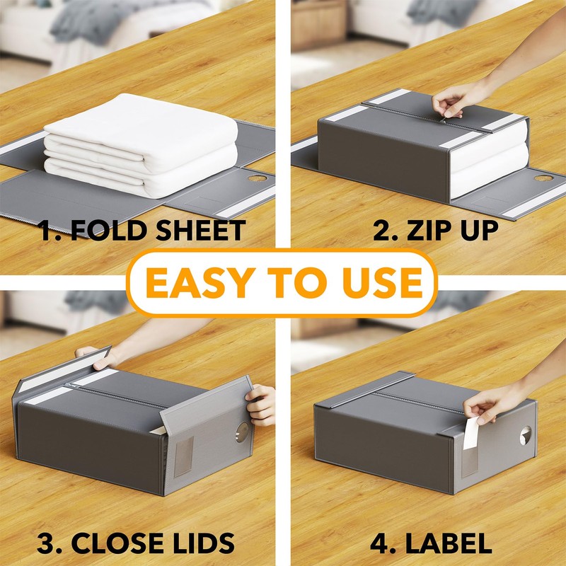 SpaceAid 3 Pack Bed Sheet Organizers and Storage, Foldable Sheet