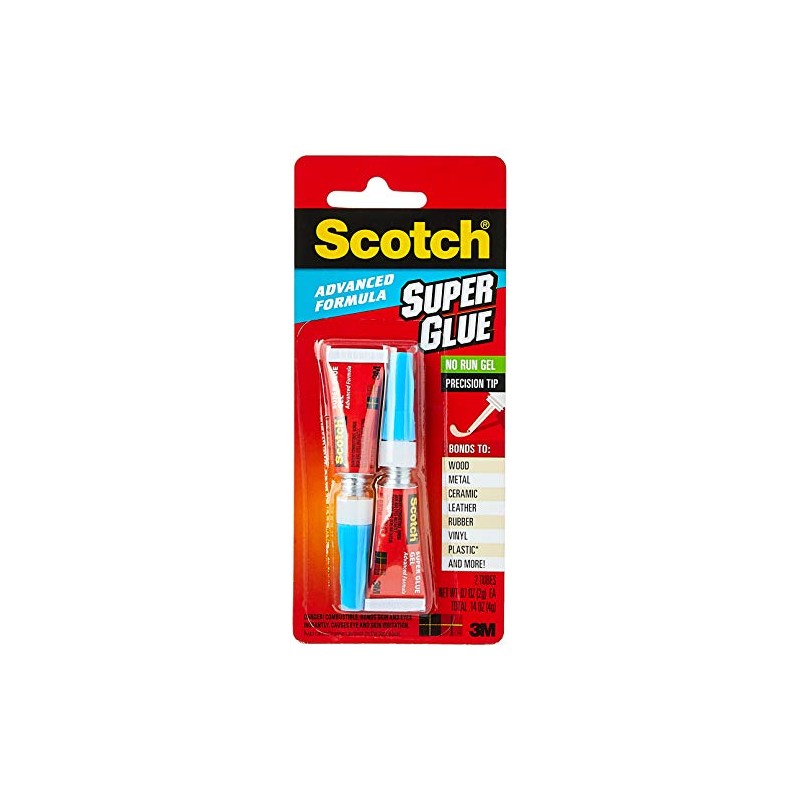 Scotch Advanced Formula Super Glue Gel, .07 oz, 2-Pack, No-Run