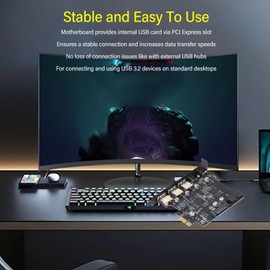 PCIe to USB 3.2 Gen 1 Card with 5 Gbps Bandwidth, 5 USB Ports (3 USB Type A and 2 USB Type C Ports) for Win 10/8/7, PCI Express Expansion Card USB Card for Desktop PC