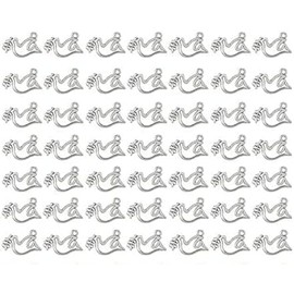 50Pcs Silver Peace Dove Charms Peace Dove Pendants Antique Tibetan Silver Tone Making DIY Handmade Accessories Beading and Jewelry Making Craft for Women Men's Necklaces Bracelets, 13 x 19 mm