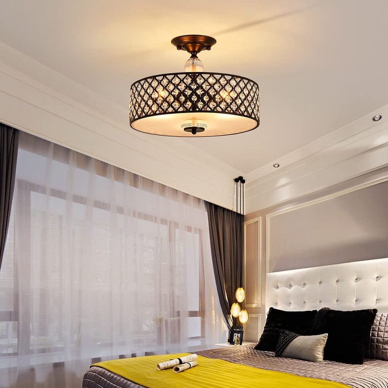 Saint Mossi Semi Flush Mount Ceiling Chandelier, Modern K9 Crystal