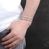 MOTIBACK Sterling Silver Mens Bracelets - 2pcs Set, 925 Silver