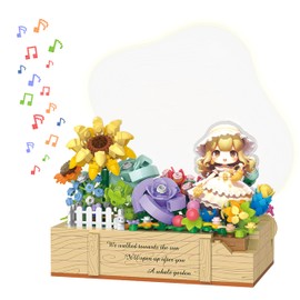 ConLinktion Flower Bouquet Bonsai Plant Building Set Toys, 428Pcs with Original Scene Music & Nightlight Message Board, Gifts for Adults and Children. (Secret Garden)