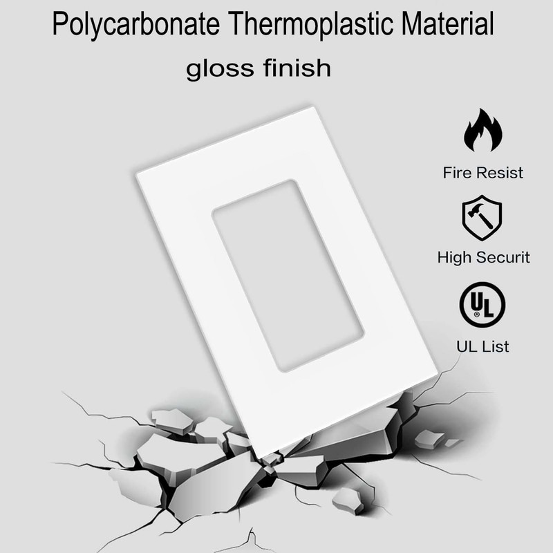 Screwless Decorator Wall Plates 1-Gang Switch Outlet Electrical Cover Pate