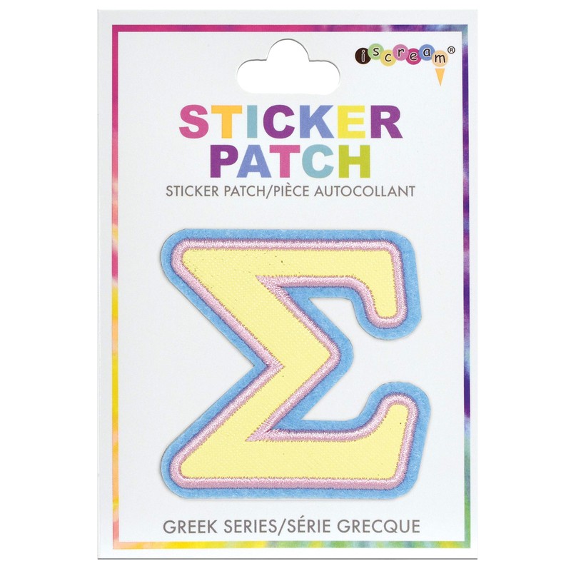 iscream Go Greek Alphabet Embroidered Accent Sigma 2.5" Adhesive Back