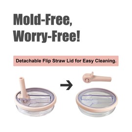 KISSKIND 40 oz Tumbler with Handle and 2 Lids, Leakproof Flip Straw Lid, Straw Lid with Straw and Spill Proof Set, Rubber Bottom Water Bottle Stainless Steel Vacuum Insulated Cup Gifts for Women