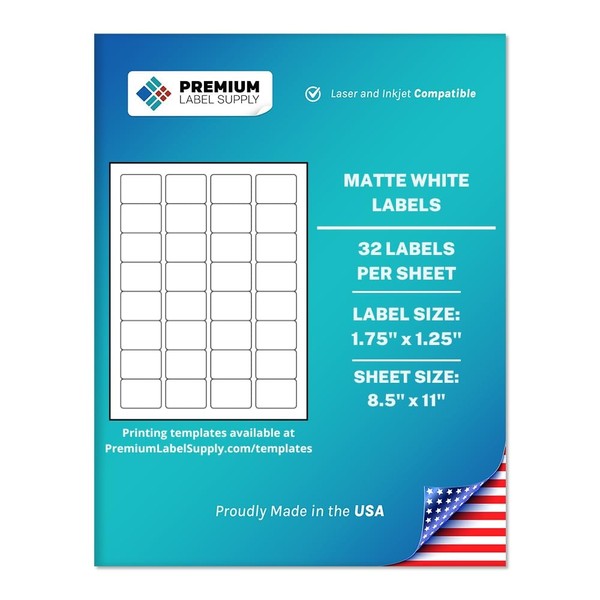 Premium Label Supply White Sticker Labels – 1.75" x 1.25"