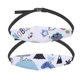 Paquete de 2 correas para la cabeza de bebé para asiento de coche, alivio del cuello, correa de apoyo para la cabeza del asiento de coche para niños pequeños y niños (blanco)