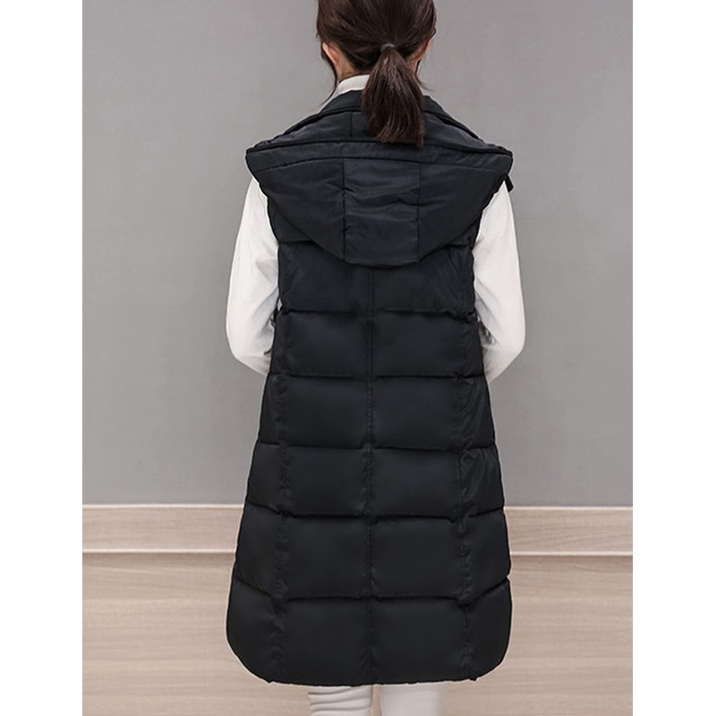 Tanming Women's Long Puffer Vest Casual Sleeveless Puffy Jacket with
