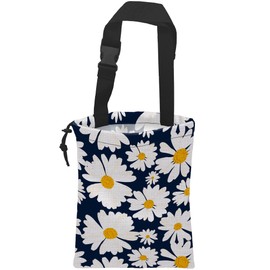 KXWQTRDD Car Trash Bag Chamomile Flower Hanging Drawstring Car Organizer and Storage Bag with Adjustable Buckle Canvas Garbage Bin for Back Seat or Hanging Headrest Car Decor Road Trip Essentials