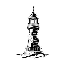 Newstamps Lighthouse 02 Large Wooden & Rubber Stamp for Cards and Gifts, Wooden Stamp for Water, Maritime & Sea, Scrapbook, Textile Stamp, Decoration, Children