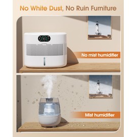Reuseable Wick Evaporative Humidifier for Bedroom Quiet Healthy Baby Humidifier, No White Dust, Evaporative Humidifier Large Room 800ml/h 3 Speeds, 2 Gal, Timing, Auto Shut off