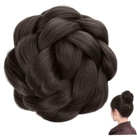 Pieza de pelo de moño trenzado, moño extensión cabello con clip preestilizado para Updo instantáneo, trenzado ondulado voluminoso para mujeres