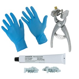 BOCCS Small Animal Complete Tattoo Kit with 0-9 and A-Z, Nitrile Gloves, and 5oz Black Paste for Identification of Sheep, Rabbits, Pigs, Goats, Cattle Livestock