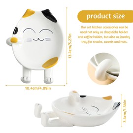 INHEMING Spoon Lid Holder, Ceramic Spoon Holder, Stove Top, Spoon Rest, Kitchen Counter, Jewellery Tray, Pretty Spoon Holder, for Spoons, Tongs, Whisks, Ladles