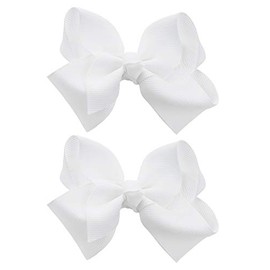 NYFASHION101 Toddlers' Girls' Smooth Grosgrain Ribbon Bow Alligator Clip, White