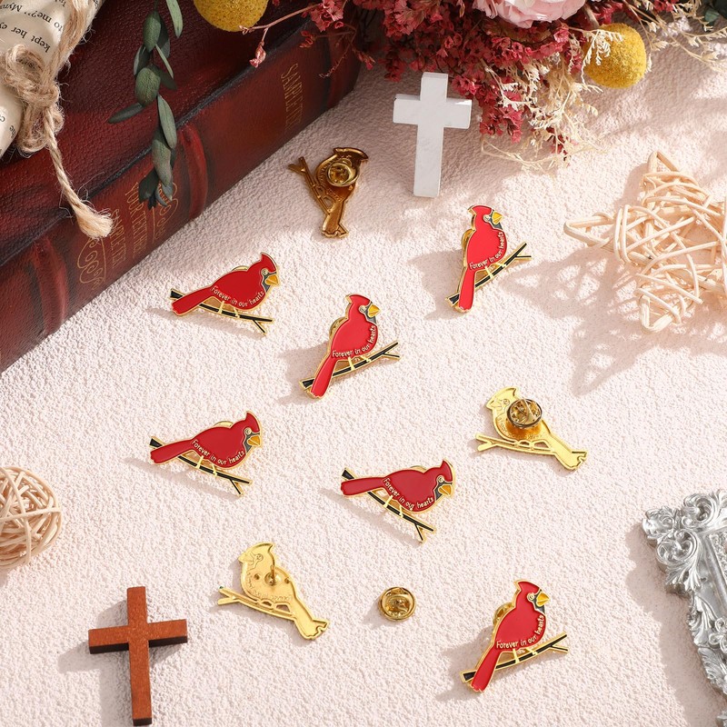 Cardinal Memorial Pins Bulk, Red Cardinal Lapel Pins “Forever in