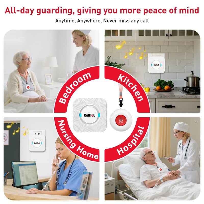 Caregiver Pager Wireless Call Button Nurse Alert System 500+ Feet