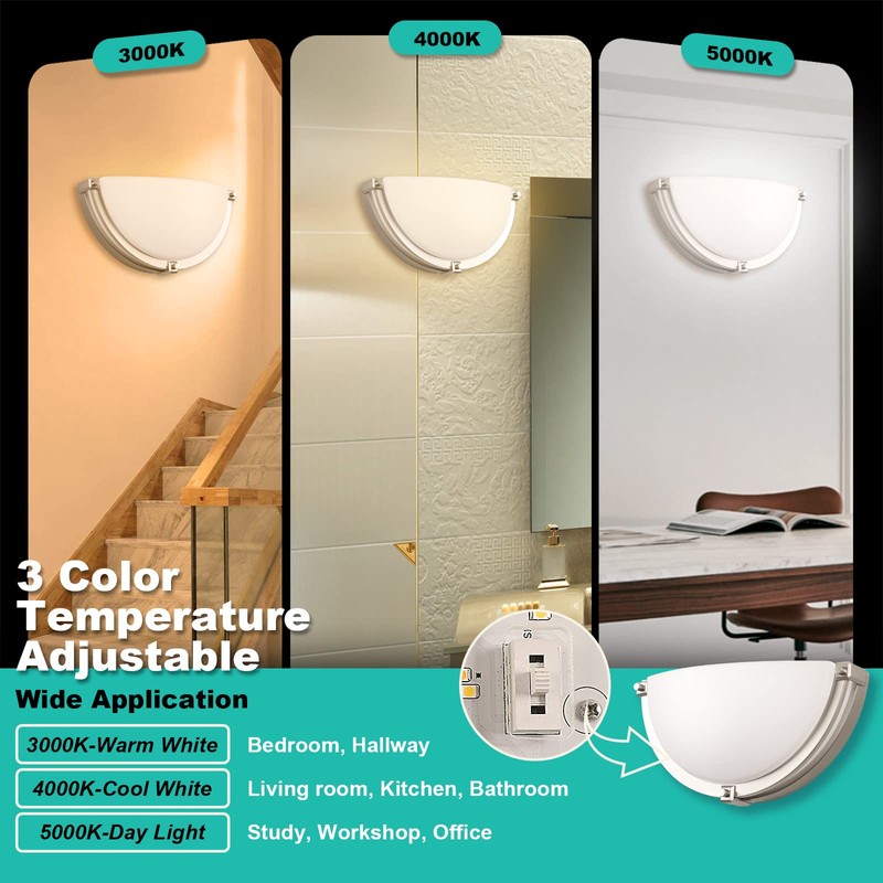 Flynix 13 inch Dimmable LED Wall Sconce, Half Moon Wall
