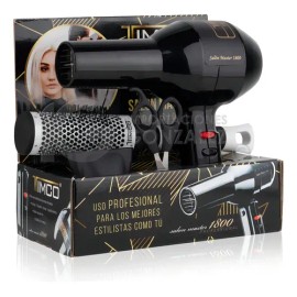 Secadora De Cabello Timco® Salon Master PQSM-1800 Combo Con Cepillo + Tijeras Color Negro