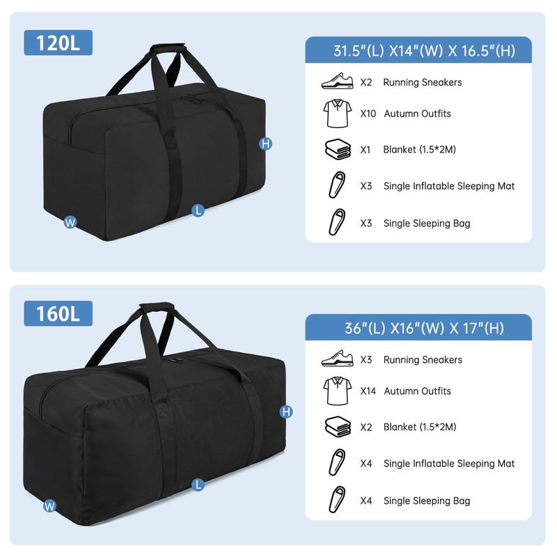 Extra Large Duffle Bag for Travel, 120L Duffel Gear Bag