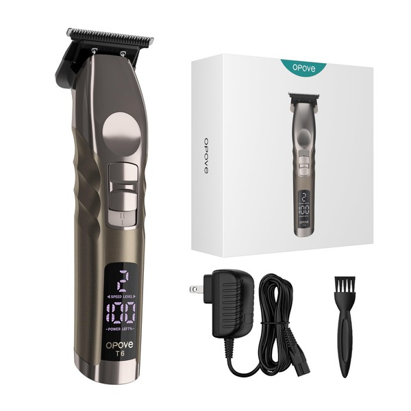 opove T6 Professional Hair Trimmer for Extremely Close Trimming, Clean and Crisp Lines, 3H Runtime for Barbers, T-Blade Cordless Detail Trimmer for Men, Edges and Beard Trimming (Agate Gray)