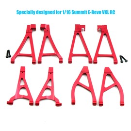 JOYSOG RC Swing Arm Kit, Metal Front Rear Upper Lower Swing Arm for Traxxas 1/16 Summit E-Revo VXL RC Suspension Arm Parts (RED)