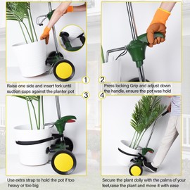 EZwoks Plant Caddy Plant Dolly with Wheels Heavy Duty,Adjustable Grabbing Arm Plant Rollers for Outdoor Plants,Fits Pots from 8" to 30" High & Max 165 Lbs Weight Capacity