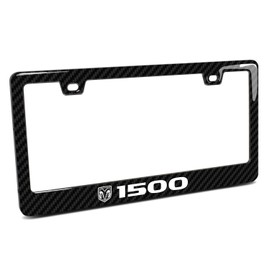 iPick Image for RAM 1500 Logo Black Real 3K Carbon Fiber Finish ABS Plastic License Plate Frame