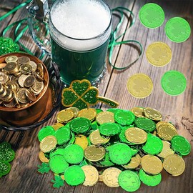 YSJUENAII St. Patrick's Day Gold Coins, 118 Pieces, Green Lucky Coins