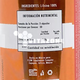 Flow Lisina 90 Cápsulas Flow Sabor Sin sabor