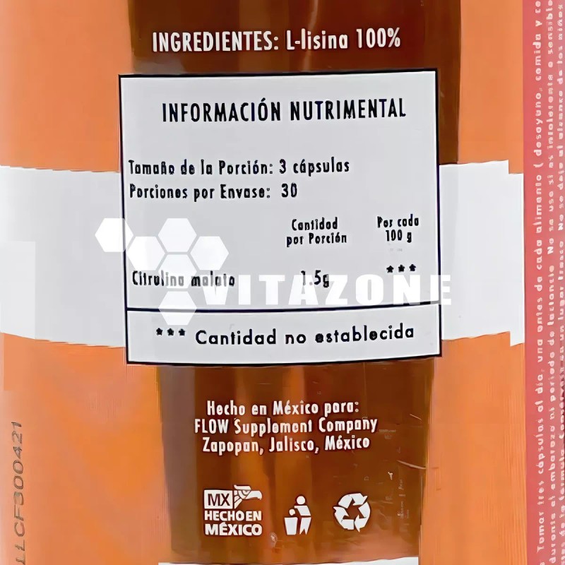 Flow Lisina 90 Cápsulas Flow Sabor Sin sabor