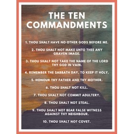 Ten Commandments Wall Decor - Vinyl Sticker - 9 X 12 inches - Inspirational Scripture Decoration for Indoor and Outdoor Use - No Frame - Peel Back for Sticker
