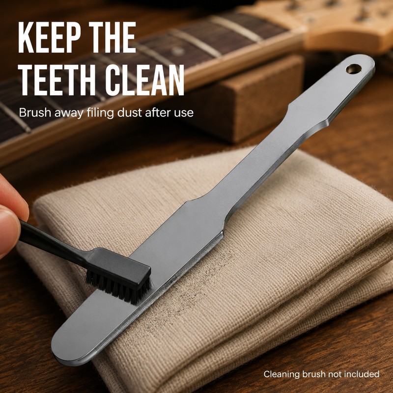 Double-Sided Metal Guitar Fret File with Cleaning Brush for Fret