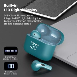 TOZO Tonal Fits(T21) Wireless Earbuds Bluetooth Headphones w/LED Digital Display - Dark Cyan