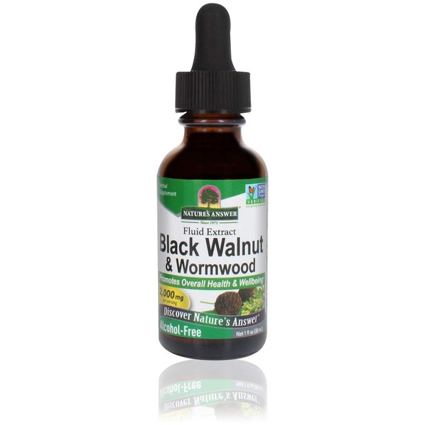 Nature's Answer Black Walnut and Wormwood Complex 2000mg 1oz Extract | Promotes Overall Well-being and Gut Function | Vegan, Non-GMO, Gluten & Alcohol-Free | Single Count