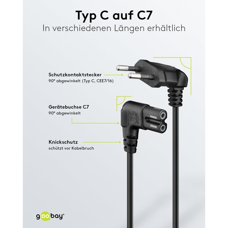Goobay 97344 Euro Connection Cable Angled on Both Sides, 0.75