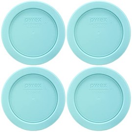 Pyrex 7202-PC Jade Dust Green Round Plastic Replacement Food Storage Lid, Made in USA - 4 Pack